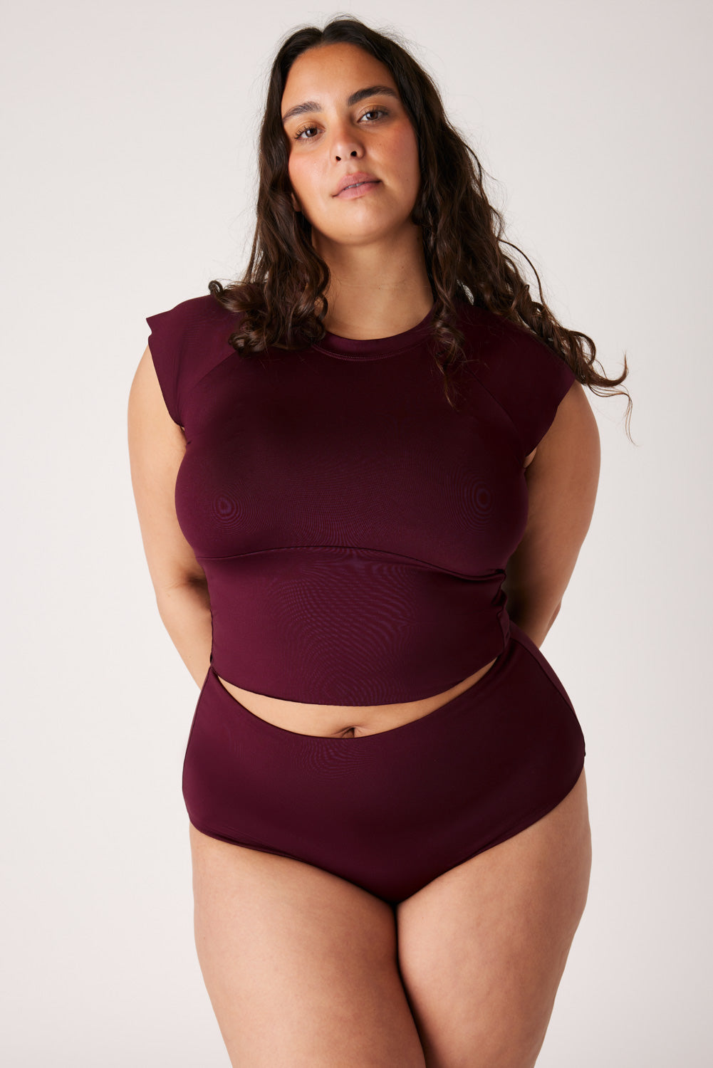 The High-Waisted Surf Bottom - Dark Cherry