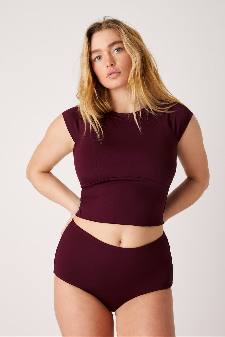 The Short Sleeve Surf Top - Dark Cherry