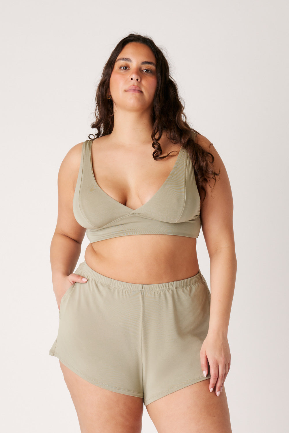 The Cool-Comf Longline Bra - Olive Taupe