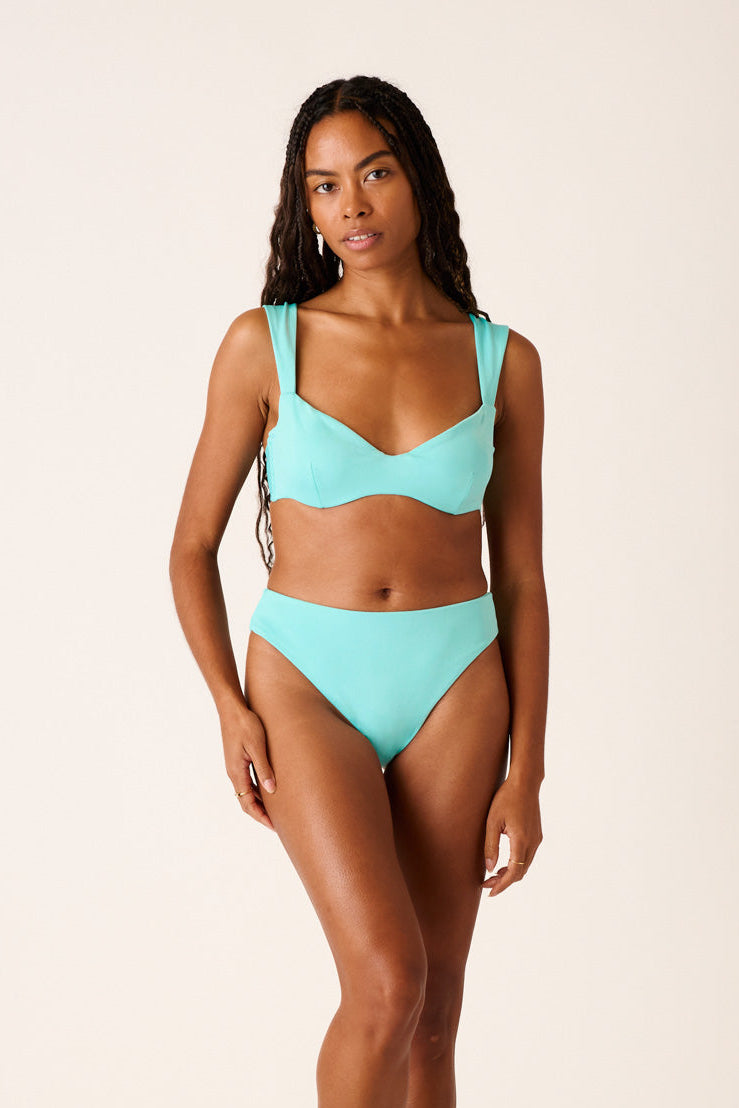 The High-Leg Scrunch Bottom - Aquamarine