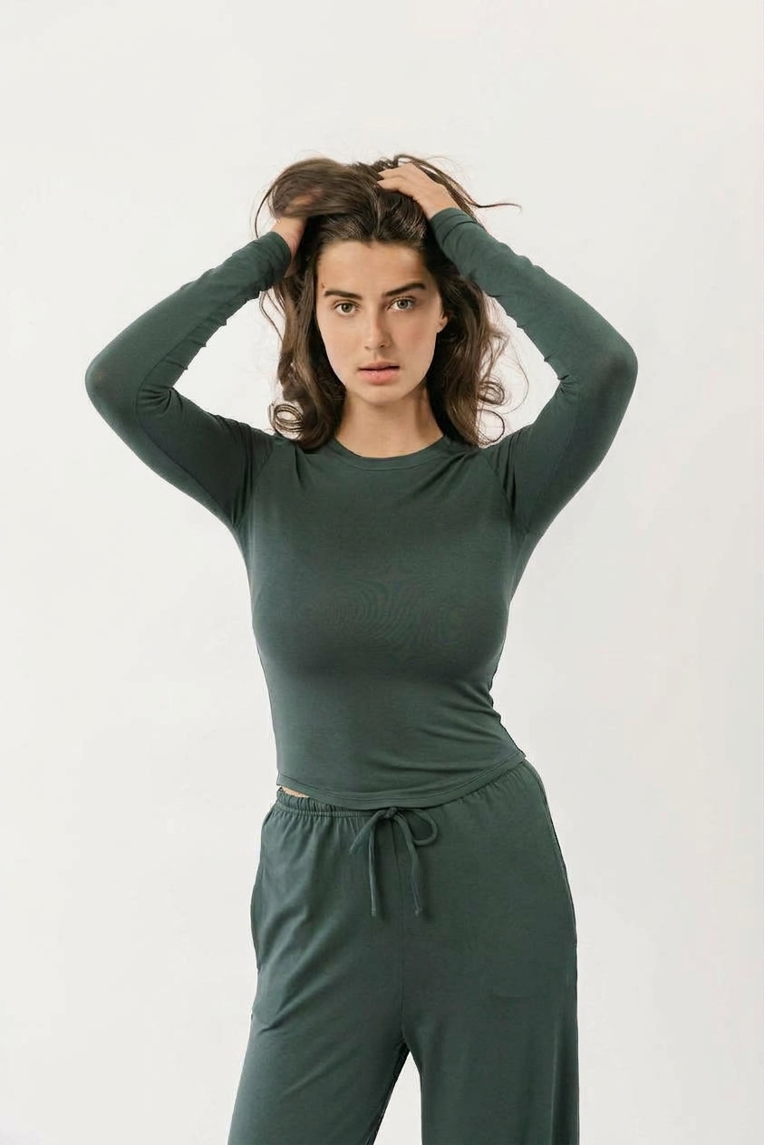 The Cool-Comf Classic Crew Longsleeve - Deep Lagoon
