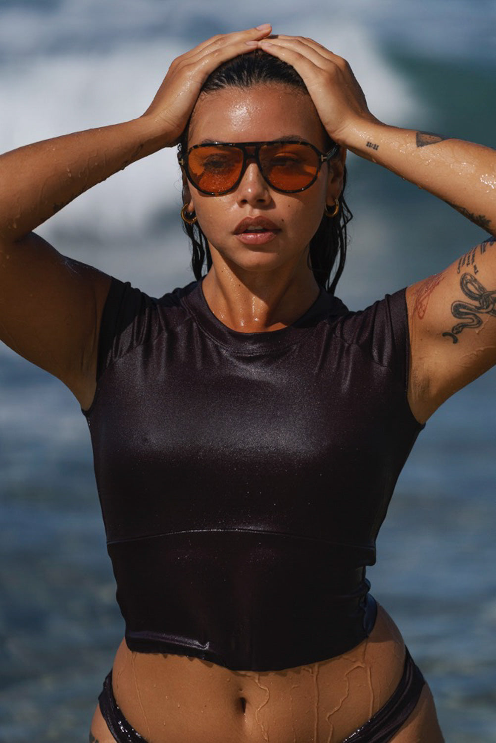 The Short Sleeve Surf Top - Dark Cherry