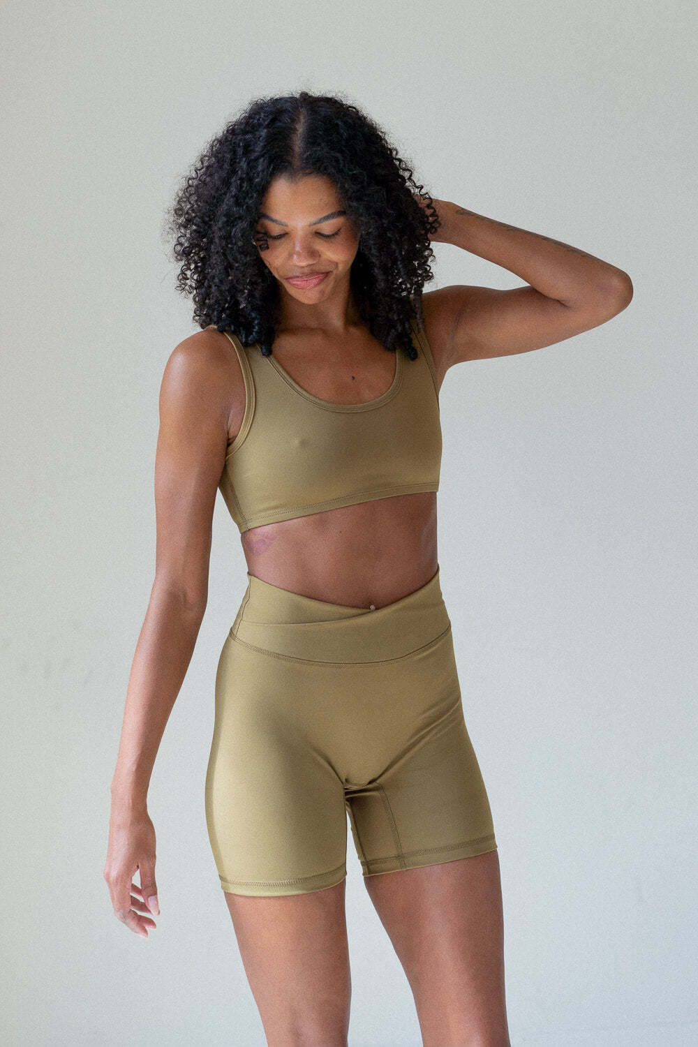 The Scrunch Bum Biker Short - Olive Green